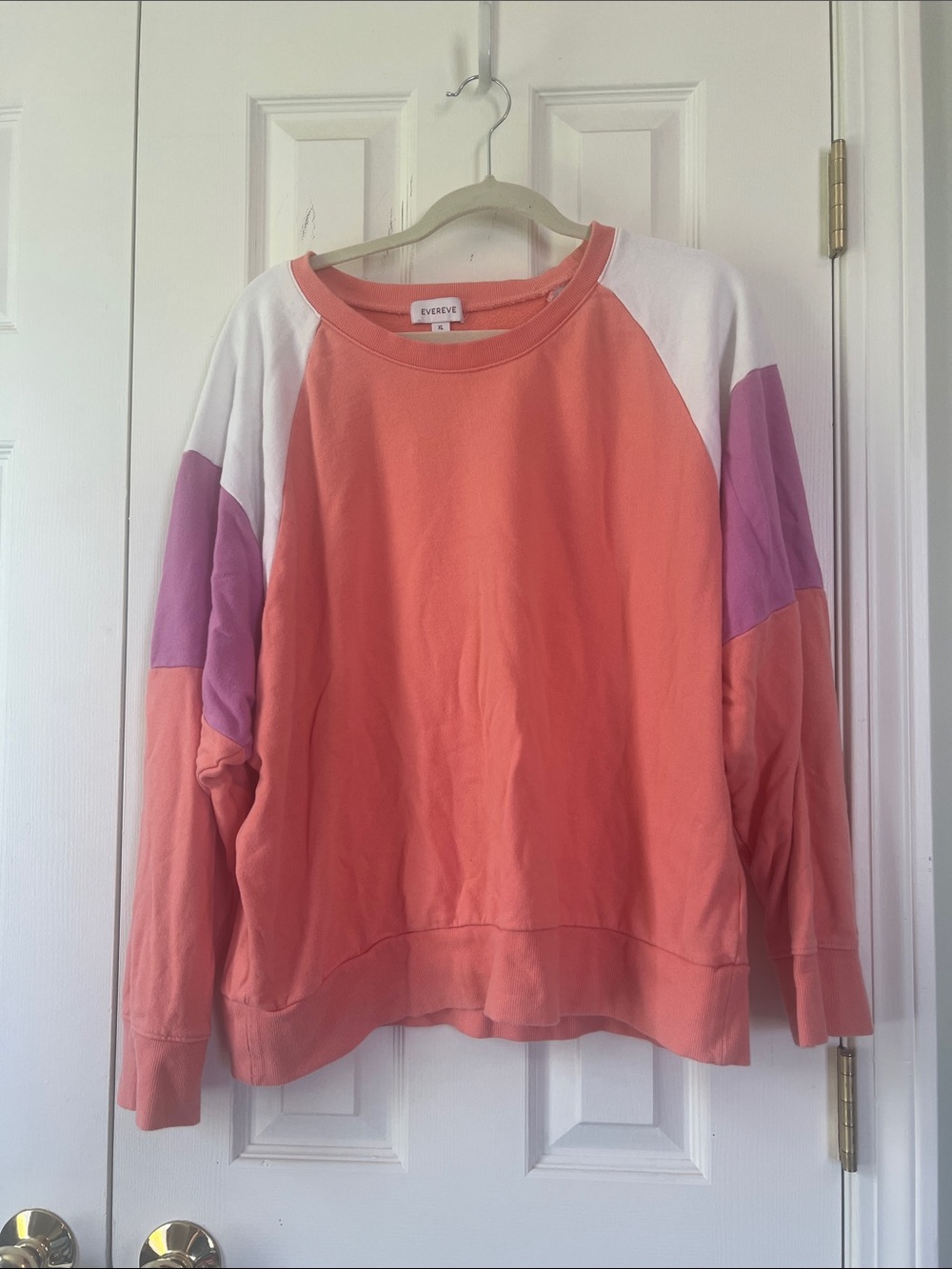 Evereve Coral Pink Colorblock Sweatshirt